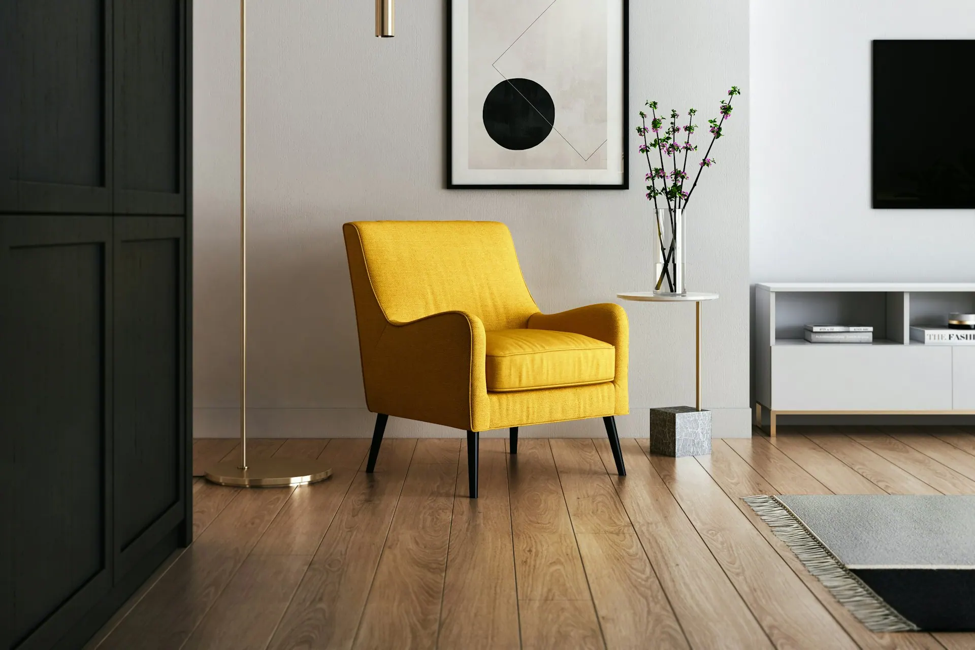 Canapé en cuir marron dans un intérieur design